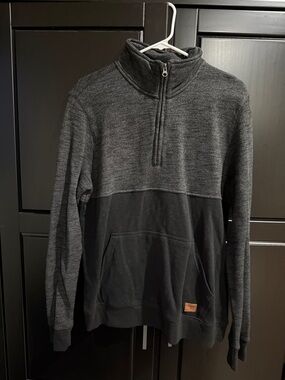 Men's Two-Tone Half-Zip Pullover Sweater - Charcoal/Black